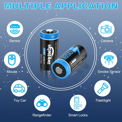 Home4me CR123A 3V 1650mAh 123A CR123 CR17345 10 (20 Pack) Lithium Battery, Lithium Batteries, Battery for Home Security