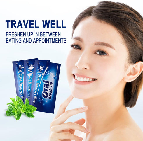 Mint-Flavored Oral Finger Wipes, Teeth Whitening Wipes, Oral Cleaning Wipe (Dark Blue, 60 Pcs)