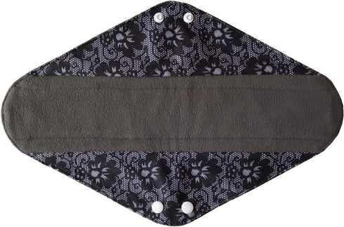 MUMBABY 5 (14 inch)) Pieces Charcoal Bamboo Mama Cloth/ Menstrual Pads/ Reusable Sanitary Pads (Black lace, Overnight