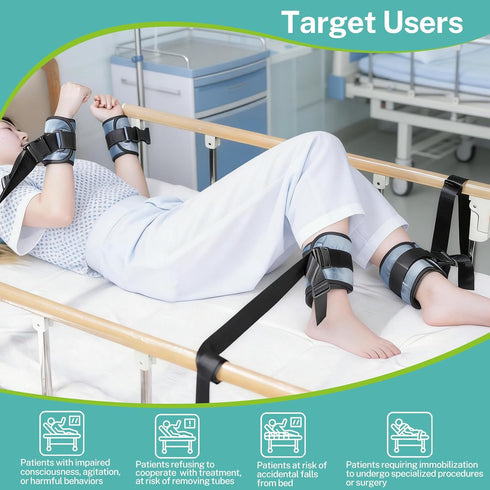 Legs-4Pcs lefeke Patient Medical Restraints with Quick Release Buckles, Bed Restraints Belts for Wrists and Ankles