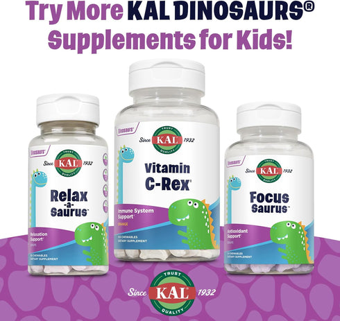 KAL MultiSaurus Kids Chewable Multivitamins, 90 Servings of 11 Essential Vitamins and Minerals in Mixed Berry Flavor,
