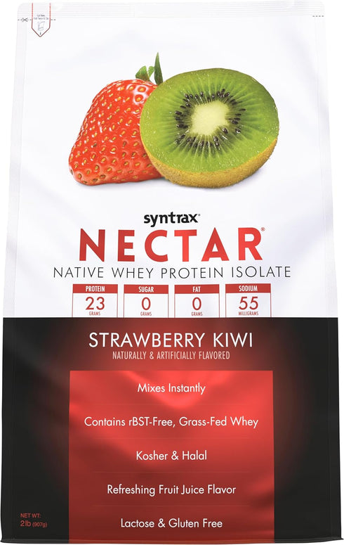 Syntrax Nutrition Nectar, 100% Whey Isolate Protein Powder, Strawberry Kiwi Flavor, 2 lbs
