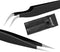 SIVOTE Lash Tweezers for Eyelash Extensions, Hand Calibrated Straight & Curved Tip, Pack of 2, Black