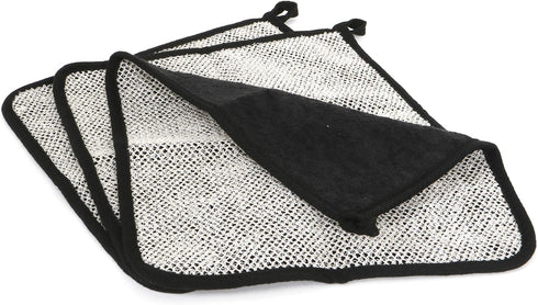 Terry Wash Cloths for Face and Body, Dual-Sided Cleansing and Exfoliating Washcloths, Black, 3 Count