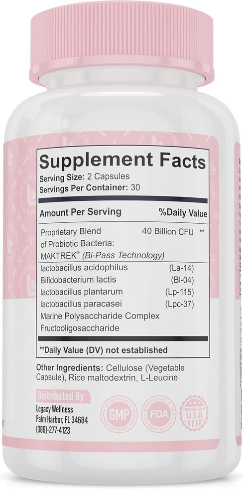 BELLY BFF Probiotic Supplement, 40 Billion CFU, 60 Vegan Capsules for Daily Gut Health Complex Support
