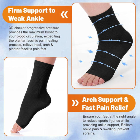 Twistover 24 Pairs Ankle Brace Compression Socks Plantar Fasciitis Socks Ankle Brace Compression Sleeve for Men