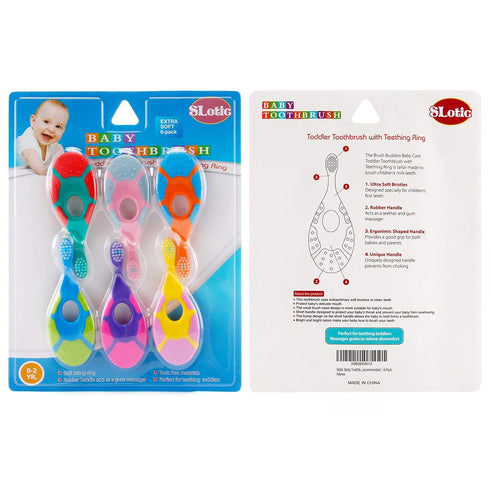 Slotic Baby & Toddler Toothbrush for Ages 0-2 Years, Extra Soft Bristle, Easy-Grip Handle, Teething Pad, Dentist