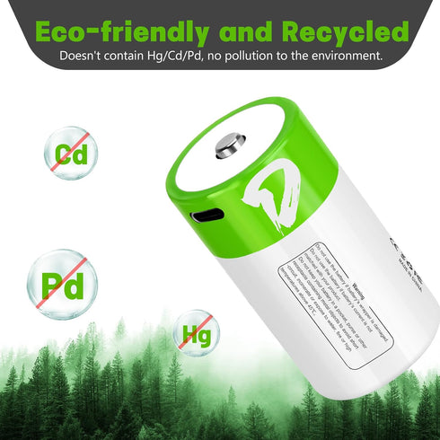 seyyen 6 Pack,7500mWh 1.5V 4 1 Lithium Rechargeable D Batteries High Capacity Li-ion D Batteries with in USB-C Charge