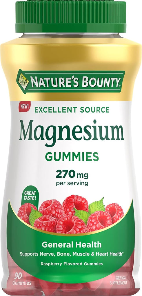 Nature's Bounty Magnesium Citrate Gummies - 90 Count, Vegan, Non-GMO for General Health Support