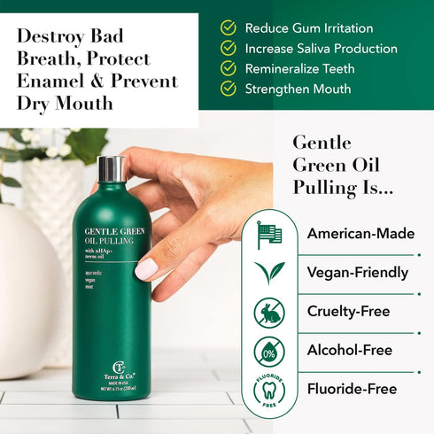 Terra & Co. Gentle Ayurveda Oil Pulling for Teeth and Gums - Vegan Natural Mouthwash, 200ml