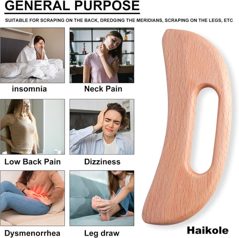 Haikole (A-Wood1) enttgo Body Gua Sha Tool Wooden Lymphatic Drainage Tool,Guasha Massage Tools for Anti Cellulite