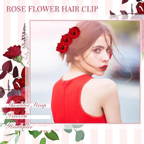 Yilloog 12 Pack Rose Hair Clip, 2.8'' Hairpin Floral Brooch, Mexican Hair Flowers, Party Supplies for Women