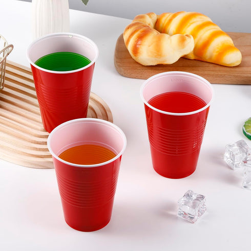 PLMMOUT 240 Pack 16 oz Red Plastic Cups, Disposable Party Cup, Shot Cups, Red Plastic Drinking Cup for Wedding Picnics
