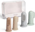 Moonkie Baby Toothbrush Finger Toothbrush Kit for 3 Months +, 4 Pcs Small (Sand/Warm Taupe)/Large (Blue/Mint)