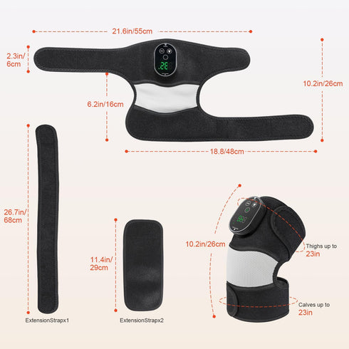 YUANBO 3-in-1 Elbow 6 3 Cordless Heated Knee Massager, FSA Eligible Wearable Wrap for Knee, and Shoulder, Rechargeable