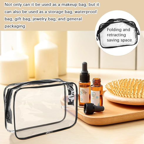 15 PCS Clear Toiletry Bags, Waterproof Makeup Bags, Transparent Cosmetic Bags, PVC Plastic Zippered Organizer for Travel