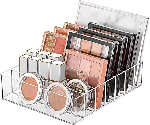 Makeup Organizer for Eyeshadow Palette and Lipstick, 7 Section Divided Makeup Palette Organizer for Vanity (7.48" x