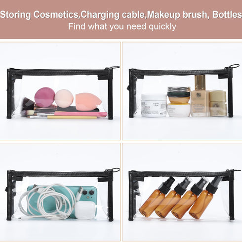 Etercycle TSA Approved Clear Toiletry Bag, Zipper Pouches for Traveling, Small Makeup Bags, Cosmetic Bag, Beach Bag