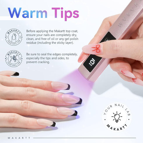 Makartt Gel Top Coat, 2 PCS No Wipe Top Coat Gel Nail Polish, High Glossy Shine Finish, 10ML Clear Soak Off