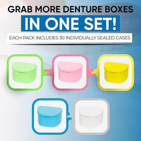 Denture Cases 30 Bulk Pack Dental Box for Artificial Teeth Mouth Guard Retainer Travel Cup