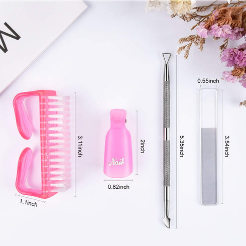 MORGLES Nail Polish Remover Clips Kit, 10 Pcs Nail Clips, 300 Pcs Cotton Pads, Glass Shiner, Cuticle Pusher