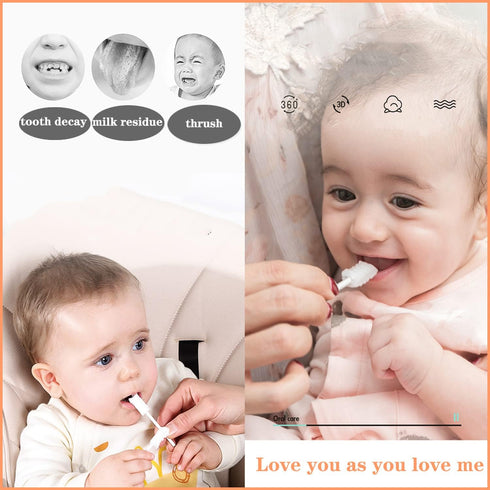 100 Pcs Baby Disposable Gauze Toothbrush, Baby Tongue Cleaner Newborn, Infant Mouth Oral Care Cleaning Swabs for 0-36