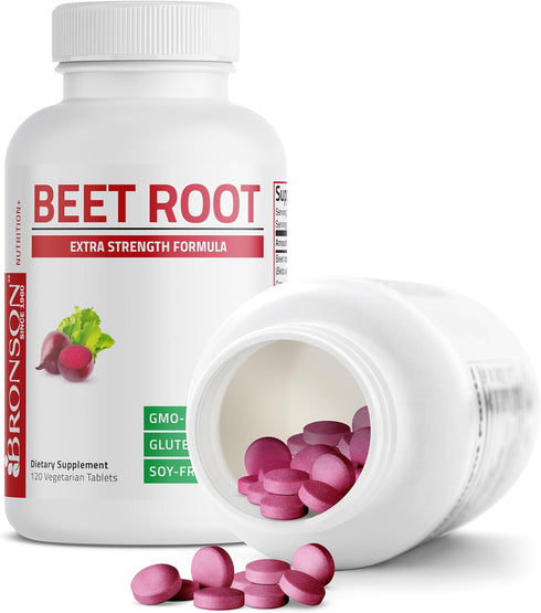 Bronson Beet Root Extra Strength (equivalent to 2000mg beet root per serving from 500mg 4:1 extract), Non-GMO, 120