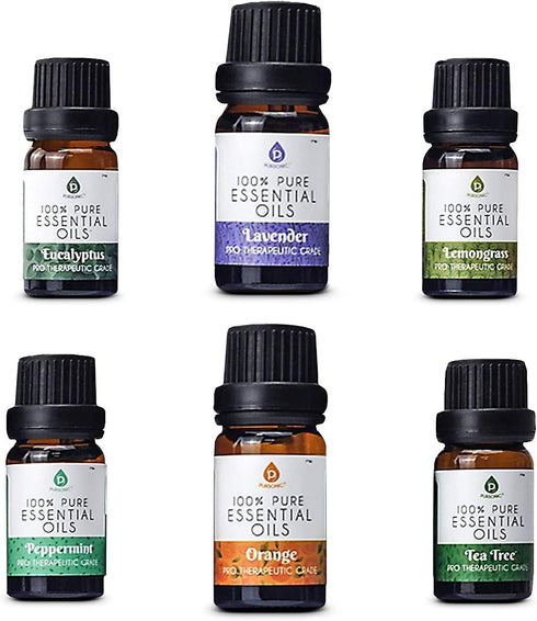 Pursonic Essential Oils Set - Top 6 Aromatherapy Blends Gift Set - 10ml Pure Oils for Diffusers, Home, & Bath