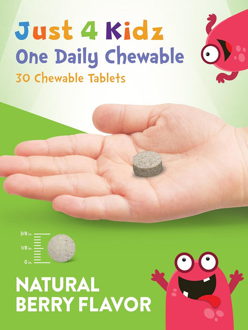 Probiotics for Kids - 30 Chewable Tablets with 3 Billion CFUs, Berry Flavor, Non-GMO & Gluten Free Supplement by