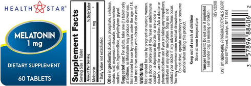 GeriCare Melatonin 1mg Tablets Dietary Supplement 60 Count (Pack of 1)