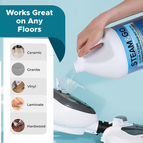 Steam and Go Demineralized Water - Clean Ocean Scent Cleaning Solution for Steam Mop, Floor Cleaner, Ready-to-Use