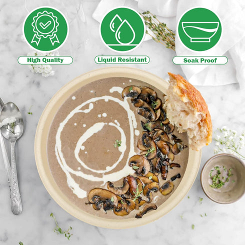 32oz Large Paper Bowls Disposable, 50 Pack Heavy Duty Bowls for Hot Soup, Biodegradable Compostable