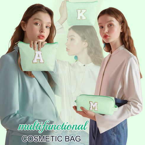 Initial Makeup Bag for Women Girls - Skin Care for Teens 10-12 | Make Up Bag | Gifts for Women | Graduation Gifts | Mothers Day Gifts | Tween Girls Trendy Stuff Spring Break Essentials T