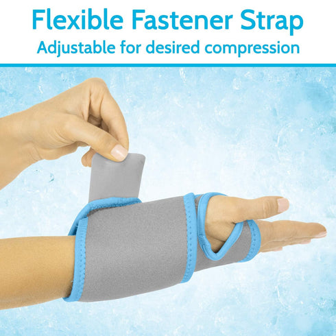 Arctic Flex Wrist Ice Pack Wrap, Refreezable Gel Compression Support for Injuries, Reusable for Pain Therapy