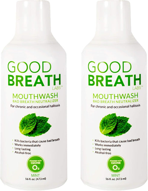 Goodbreath Mouthwash, Mint Mouth Rinse for Chronic Halitosis, Ozone Technology Oral Rinse, Alcohol-Free, 2 Pack