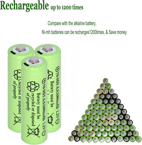 16 Packs Solar Lights Batteries AA1000mah 1.2V Ni-MH Rechargeable Double A Battery for Outdoor Solar Lights, String Lights, Pathway Lights