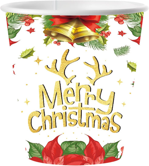 LNwnmyyg 40 Pack 9 oz 40 cups,40 Christmas Disposable Cups Christmas Paper Cups Party Supplies Drinking Paper Cups