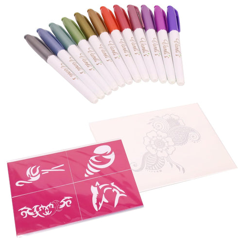 Vanli’s Temporary Tattoo Markers – Body Markers for Adults & Teens, 10 Waterproof Tattoos and 30 Stencil Papers Included