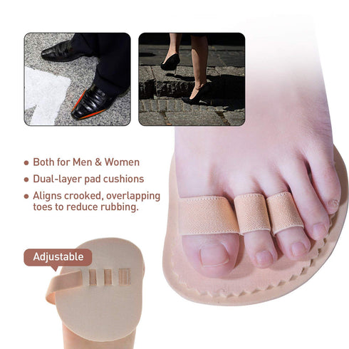 Adjustable Toe Splint & Straightener Brace with Cushion Metatarsal Pads for Hammer Toe - Support Guard (3 loops left