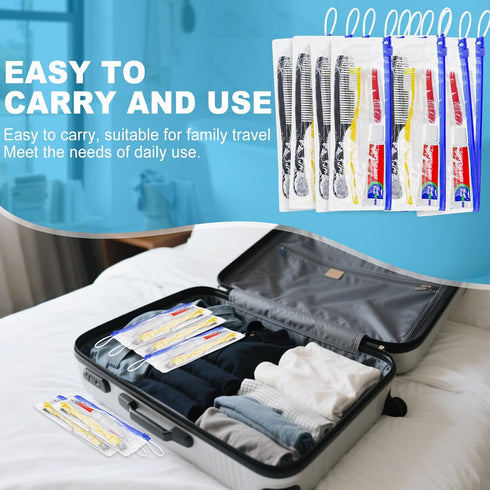 Pack 30,Yellow Set Personal Hygiene Kit Bulk of Disposable Toothbrushes with Toothpaste Floss Comb Cover and Hotel