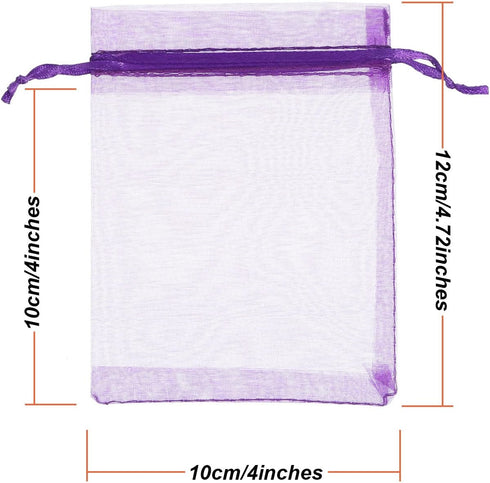 Mudder 50 Pack Organza Gift Bags, Dark Purple Wedding Party Favor Bags, Jewelry Pouches Wrap, 4 x 4.72 Inches