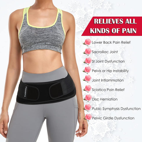 Sacroiliac SI Hip Belt for Women and Men, Adjustable Lower Back Support Brace for Hip Pain Relief, Sciatica Pelvis Brace