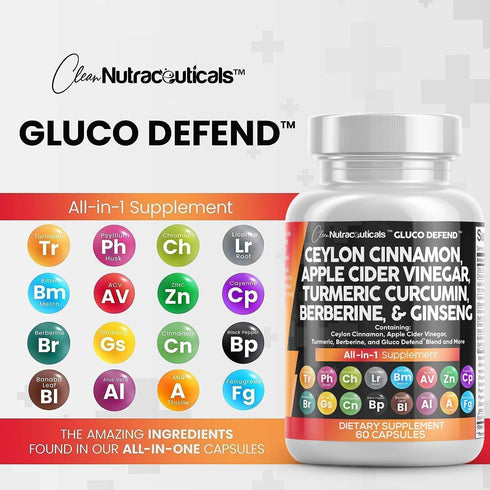Clean Nutraceuticals Ceylon Cinnamon 3000mg, Turmeric 3000mg, Apple Cider Vinegar 3000mg, Ginseng 2000mg, Berberine