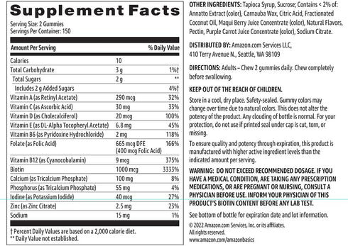 Amazon Basics Women's Multivitamin - 300 Gummies (150 Servings)