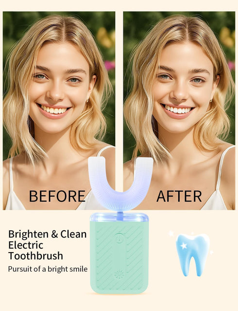 IPX7 4 U-Shaped Electric Toothbrush for Adults, Electric Toothbrush with Waterproof, U Shaped Toothbrush with Clean