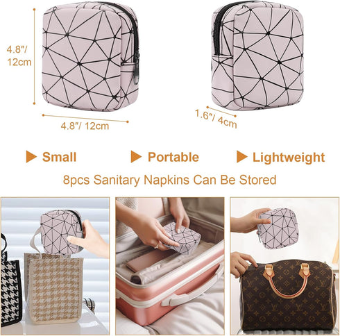 Likesing Sanitary Napkin Storage Bag, Leather Portable Period Bag for Girls Women, Sanitary Napkin Period Pad Pouch
