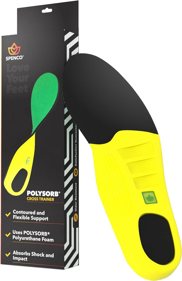 Spenco Insoles Polysorb Cross Trainer - Lightweight, Full-Foot Inserts with Heel-to-Toe Cushioning,