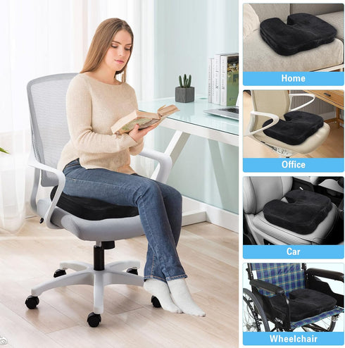 Fenshunder Tailbone 18"x14"x2.8" Wheelchair Seat Cushion with Memory Foam - Relieves Sciatica, Back & Pain, Pressure