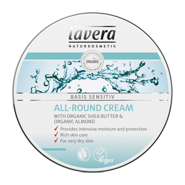 lavera Basis Sensitive All Purpose Cream - Body Cream with Aloe Vera & Almond Oil, 5.1 Fl Oz