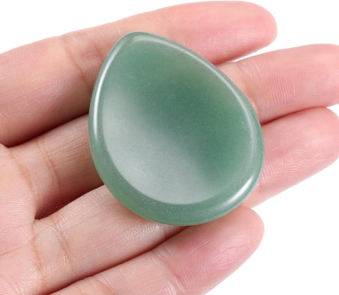 CrystalTears Green Aventurine Crystal Worry Stone, Polished Healing Crystals Pocket Palm Stone for Anxiety Relief